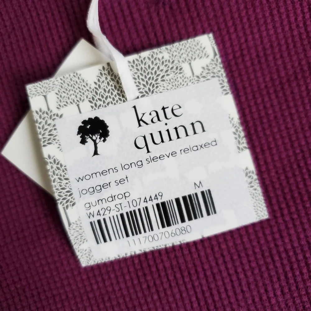 Kate Quinn Womens Long Sleeve Relaxed Jogger Set in Gumdrop Thermal Cotton - Picture 3 of 3